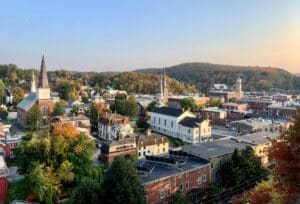 View of downtown Montpelier, VT from above